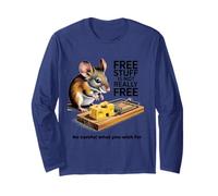 Funny Mouse Eating Cheese from Trap Free Stuff Warning Long Sleeve T-Shirt