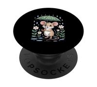 Funny Mouse Holding Umbrella In Rain Whimsical PopSockets Adhesive PopGrip