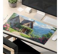 Funny Mouse Pad Cozy Cottage In The Mountains With Beautiful Roses Mouse Pad Mousepads Desk Pad Large
