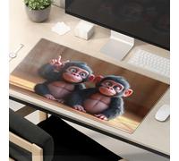 Funny Mouse Pad Two Cute Monkeys Making Peace Signs Mouse Pad Mousepads Desk Pad Large