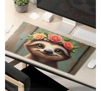 Funny Mouse Pads For Desk Floral Crown Sloth: A Cute And Colorful Portrait Mouse Pad Mouse Pad Funny Funny Mousepads