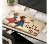 Funny Mouse Pads For Desk Two Girls Blowing On A Dandelion With An American Flag In The Center Mouse Pad Mouse Pad Funny Work Funny Mousepads