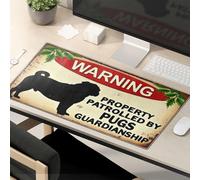 Funny Mouse Pads For Work Warning: Property Patrolled By Pugs Guardianship. Mouse Pad Gaming Mouse Pad Cute Mouse Pad