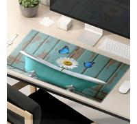 Funny Mousepad Bath Time Bliss With Blue Butterflies And Daisy Mouse Pad Desk Pads This Is Fine Mouse Pad