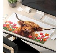 Funny Mousepad Highland Cow In A Field Of Tulips Mouse Pad Kawaii Mouse Pad Mouse Pads For Desk