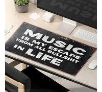 Funny Mousepad Music Is My Escape From All Bullshit In Life. Mouse Pad Large Desk Mat Computer Desk Mat