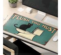 Funny Mousepads A Black Cat Sits On A Toilet With The Words Flush You Must Above It. Mouse Pad Large Mousepad Sarcastic Mouse Pad
