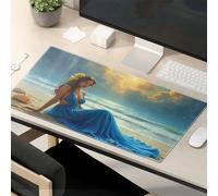 Funny Mousepads For Work Beach Elegance: Blue Dress By The Sea Mouse Pad Funny Mouse Pads For Desk Funny Desk Accessories F