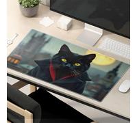 Funny Mousepads For Work Black Cat In The Moonlit Cityscape Mouse Pad Kawaii Desk Accessories Funny Mouse Pad