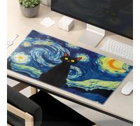 Funny Mousepads For Work Black Cat Under The Starry Night Sky Mouse Pad Funny Mouse Pads For Desk Funny Desk Accessories F