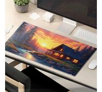Funny Mousepads For Work Cozy Cabin By The River At Sunset Mouse Pad Kawaii Desk Accessories Funny Mouse Pad