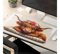 Funny Mousepads For Work Floral Crowned Cow On Pillow Mouse Pad Kawaii Desk Accessories Funny Mouse Pad