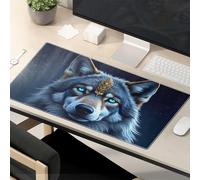 Funny Mousepads For Work Golden Wolf In The Night Sky Mouse Pad Funny Mouse Pad Office Desk Mat