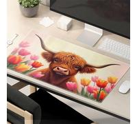 Funny Mousepads For Work Highland Cow In A Field Of Tulips Mouse Pad Kawaii Mouse Pad Mouse Pads For Desk