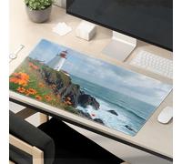 Funny Mousepads For Work Red And White Lighthouse On The Coast Mouse Pad Funny Mousepads Large Mouse Pad