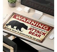 Funny Mousepads Warning: Property Protected By An Attack Bear. Mouse Pad Funny Mousepads For Work Desk Pads