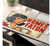 Funny Mousepads Woman Holding Coffee Cup With Text Nomes Faton In Bold Red Letters. Mouse Pad Computer Mat For Desk Large Mousepad