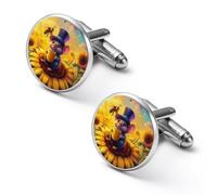 Funny Mouses Rat Bee Shirt Cufflinks Round Cuff Links for Business Wedding Party Father's Day Gift 1.7cm