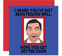 Funny Mr Bean Get Well Soon Cards for Men - Not Bean Well - Get Cards for Women, Speedy Recovery Card, 145mm Joke Humour Greeting Best Friend Brother Sister Work Colleague