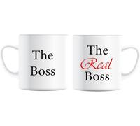 Funny Mr & Mrs Wedding Love Mug Gift Set, Set of 2 Mugs The Boss & Real Boss (OS, Both)