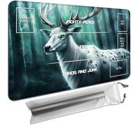Funny MTG Playmat with Zones - 27.6x15.7 Inch Trading Card Game Mat for Magic The Gathering & Commander,Fighty Place Design,TCG Battle Mat with Storage Bag,Forest White Deer