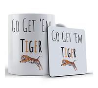 Funny Mug Best Friend, Partner, Go Get ?Em Tiger - Gift Mug & Coaster, Ceramic, 11 fl. oz.