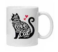 Funny Mug Cats 'All You Need is Love and a Cat' Tea Coffee Cup Novelty Gift Cat Lover Boxed Ceramic Cup Mug Gifts