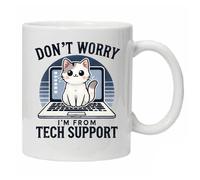 Funny Mug Cats 'Tech Support' Tea Coffee Sarcastic Cute Cats Novelty Gift Cat Lover Boxed Ceramic Cup Mug Gifts
