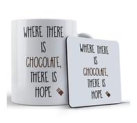 Funny Mug Chocoholic, Chocolate, Where There is Chocolate There is Hope - Gift Mug & Coaster, Ceramic, 11 fl. oz.