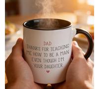 Funny Mug,Dear Dad Thanks for Teaching Me How to Be A Man Even Though I'm Your Daughter 11 Oz Ceramic Coffee Mugs,Funny Coffee Mug Gifts from Daughter to Daddy On Fathers Day Birthday