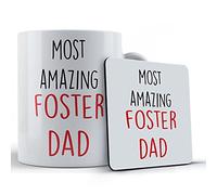 Funny Mug Fathers Day, Most Amazing Foster Dad - Gift Mug & Coaster, Ceramic, 11 fl. oz.