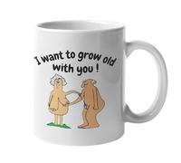 Funny Mug for Couples I Want to Grow Old with You Cheeky Cartoon Coffee Cup for Husband Wife Boyfriend Girlfriend Anniversary Birthday CMUG426