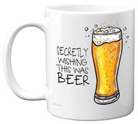Funny Mug for Men Women - Secretly Wishing This was Beer - Funny Birthday Mugs Present Gifts for Friend Family Colleague, 11oz Ceramic Coffee Humour Joke Banter Cup