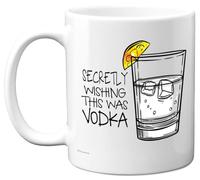 Funny Mug for Men Women - Secretly Wishing This was Vodka - Funny Birthday Mugs Present Gifts for Friend Family Colleague, 11oz Ceramic Coffee Humour Joke Banter Cup