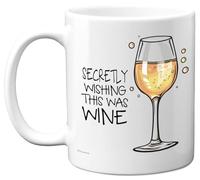 Funny Mug for Men Women - Secretly Wishing This was Wine - Funny Birthday Mugs Present Gifts for Friend Family Colleague, 11oz Ceramic Coffee Humour Joke Banter Cup