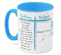 Funny Mug for Parents to Mum: I'm Hungry... to Dad: Where's Mum? Mother's Day, Father's Day, Birthday or Christmas Idea Novelty Coffee Cup in 5 Colour Options (Blue)