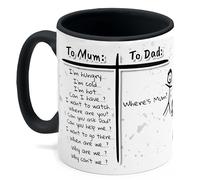 Funny Mug for Parents to Mum: I'm Hungry... to Dad: Where's Mum? Mother's Day, Father's Day, Birthday or Christmas Idea Novelty Coffee Cup in 5 Colour Options (Black)