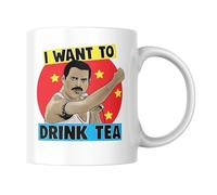 Funny Mug for Queen Fans Birthday I Want to Drink Tea Freddie Mercury Inspired Music Coffee Cup - CMUG14