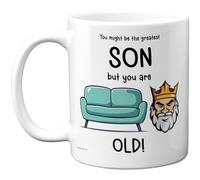 Funny Mug for Son - Sofa King - Rude Happy Birthday Gifts for Step Son Step Child from Dad Mum, Novelty Gift Presents, 11oz Ceramic Dishwasher Safe Premium Mugs