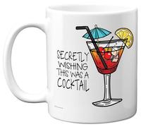 Funny Mug for Women Men - Secretly Wishing This was A Cocktail - Funny Birthday Mugs Present Gifts for Friend Family Colleague, 11oz Ceramic Coffee Humour Joke Banter Cup