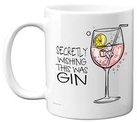 Funny Mug for Women Men - Secretly Wishing This was Gin - Funny Birthday Mugs Present Gifts for Friend Family Colleague, 11oz Ceramic Coffee Humour Joke Banter Cup
