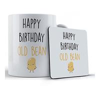 Funny Mug Grandad, Friend, Happy Birthday Old Bean - Gift Mug & Coaster, Ceramic, 11 fl. oz.