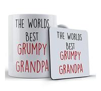 Funny Mug Grandad, Grandparents, Worlds Best Grumpy Grandad - Gift Mug & Coaster, Ceramic, 11 fl. oz.