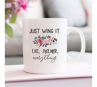 Funny Mug Just Wing It Life Eyeliner Everything Gift for Makeup Lover Makeup Artist Cute Mug Best Friend Lipstick Mascara Cup Beauty School
