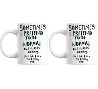 Funny Mug Office Mugs Secret Santa Gift Rude Sometimes I Pretend to Be Normal (Pack of 2)