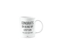 Funny Mug Present for Step Son, Congrats on Being My Step Son You Lucky bstard, Funny Birthday Gift, Presents for Christmas, mm-CA_187_123