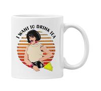 Funny Mug Queen Freddy I Want to Drink Tea Retro Sunset (White, I Want to Drink Tea)