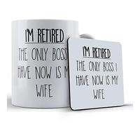 Funny Mug Retired, Retirement, Retiring, Man, I'm Retired, The Only Boss I Have Now is My Wife - Gift Mug & Coaster, Ceramic, 11 fl. oz.