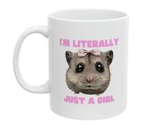 Funny Mug Sad Hamster Mug, Sad Hamster Mug, I'm Literally Just A Girl Ceramic Mug, Sad Hamster Meme Mug, 11oz Cute White Ceramic Mug, Hamster Funny Bow Tie Hamster Mug