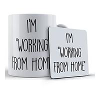 Funny Mug Self Isolation, Virus, I'm Working from Home - Gift Mug & Coaster, Ceramic, 11 fl. oz.